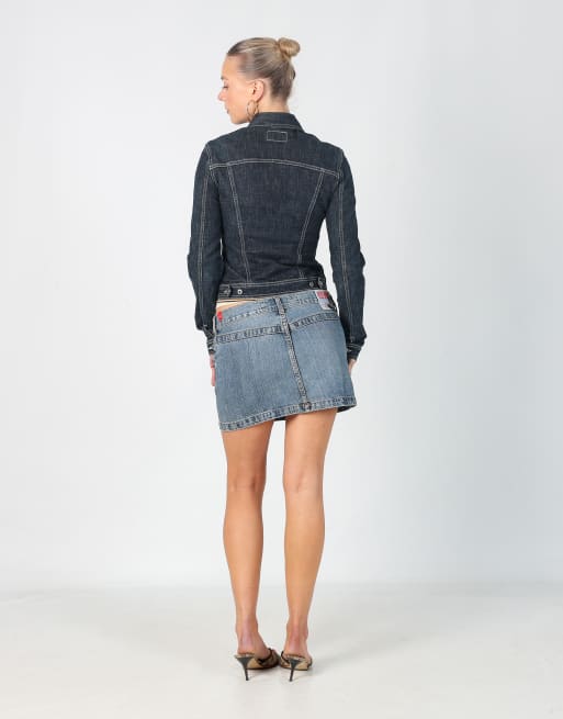 Vintage Yes!Miss S denim mini skirt in light blue, 3 of 4