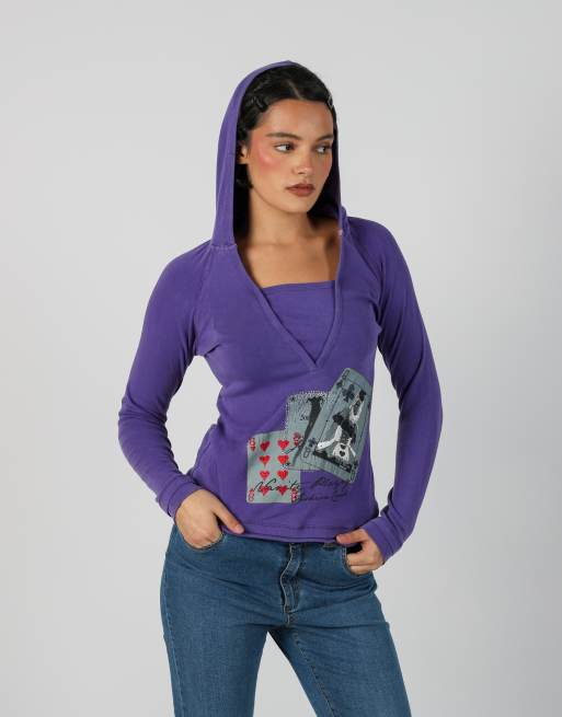 Vintage Yes!Miss S hoodie in purple, 1 of 4