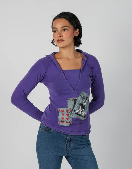 Vintage Yes!Miss S hoodie in purple, 3 of 4