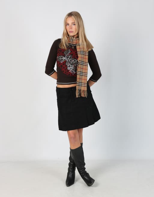 Vintage Yessica 12 woven mini skirt in black