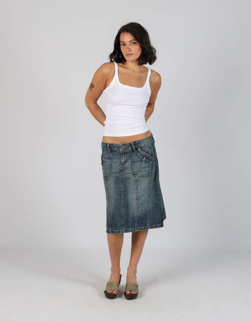 Vintage Yessica M denim midi skirt in light blue