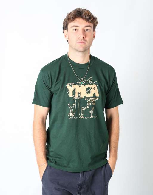 Vintage YMCA l t-shirt in dark green