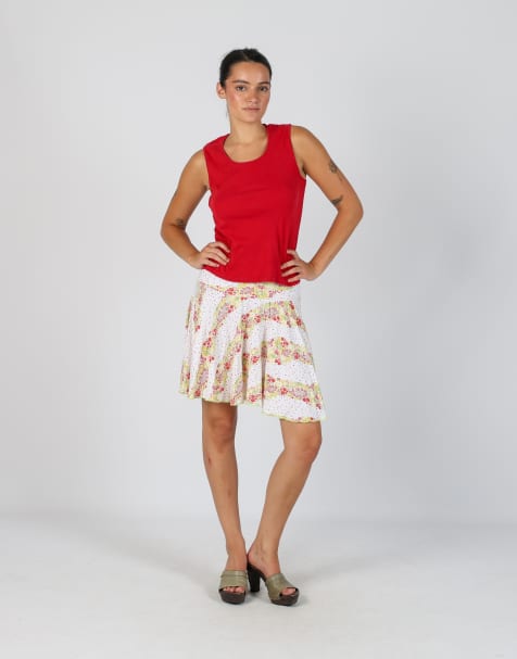 Vintage Yo Soy Feliz XS woven midi skirt in white - view 1