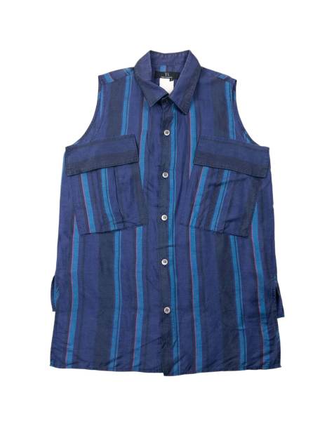 Vintage Yohji Yamamoto Striped Sleeveless Button Up Shirt Size S - view 1