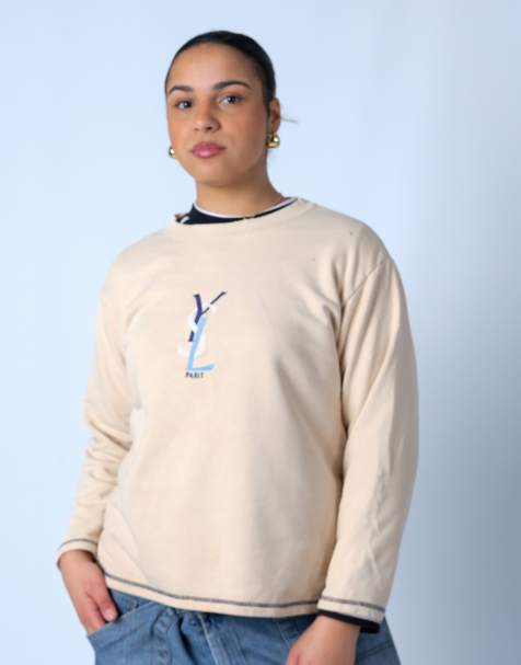 Vintage YSL Yves Saint Laurent S Sweatshirt Cream - view 1