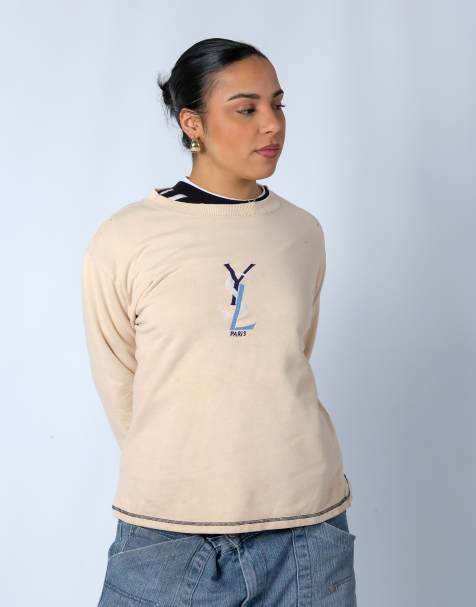 Vintage YSL Yves Saint Laurent S Sweatshirt Cream - view 2