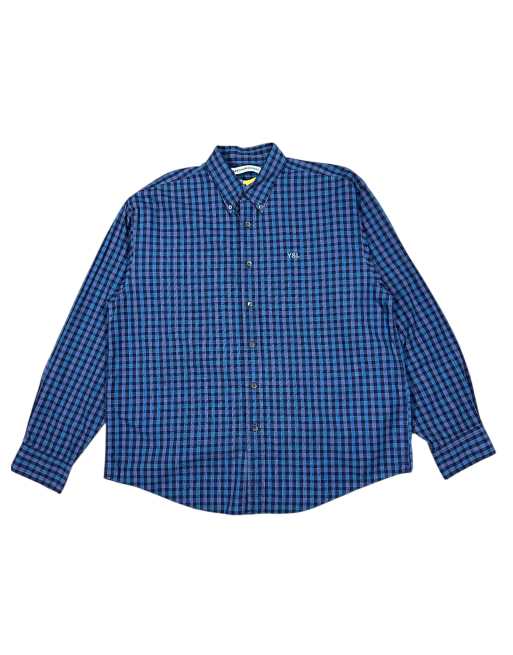 Vintage Yves Saint Laurent Jeans Checkered Shirt size l in navy, 1 of 4