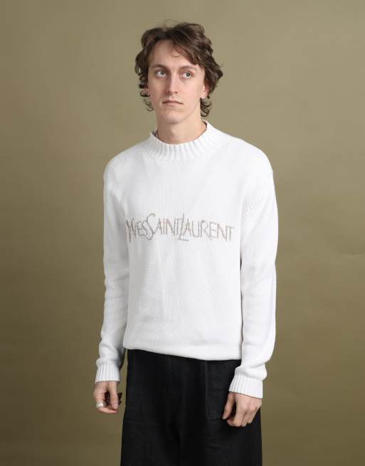 Vintage Yves Saint Laurent Mock Neck Jumper size M in Cream, 1 of 5