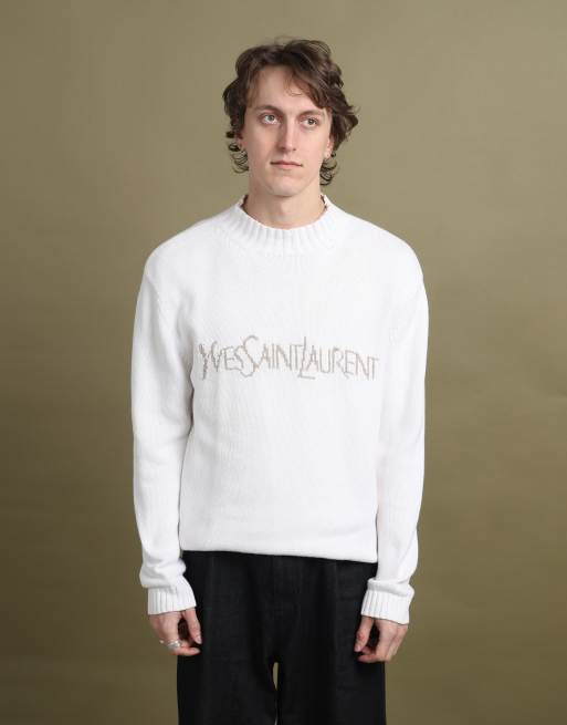Vintage Yves Saint Laurent Mock Neck Jumper size M in Cream, 4 of 5