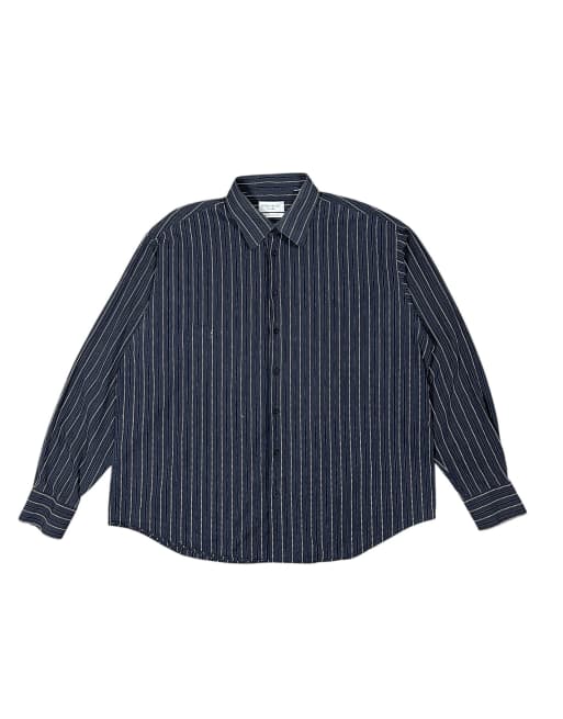 Vintage Yves Saint Laurent Pin Stripe Shirt size xxl in black | ASOS