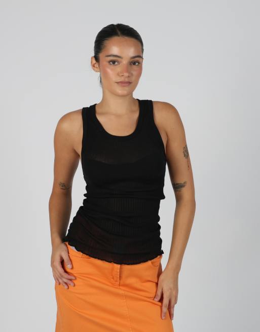 Vintage Zimmerli XS woven vest in black