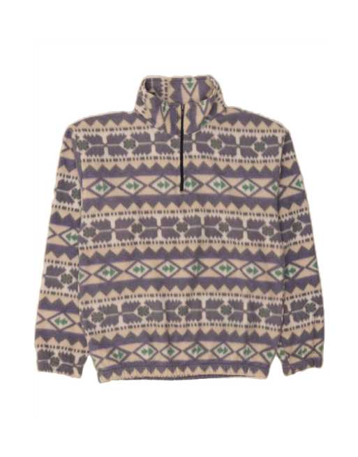 Vintage Zip Neck Fleece Jumper Small In Purple Fair Isle