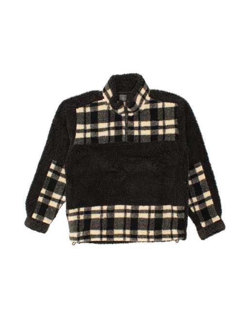 Vintage Zip Neck Fleece Jumper XL In Black Check