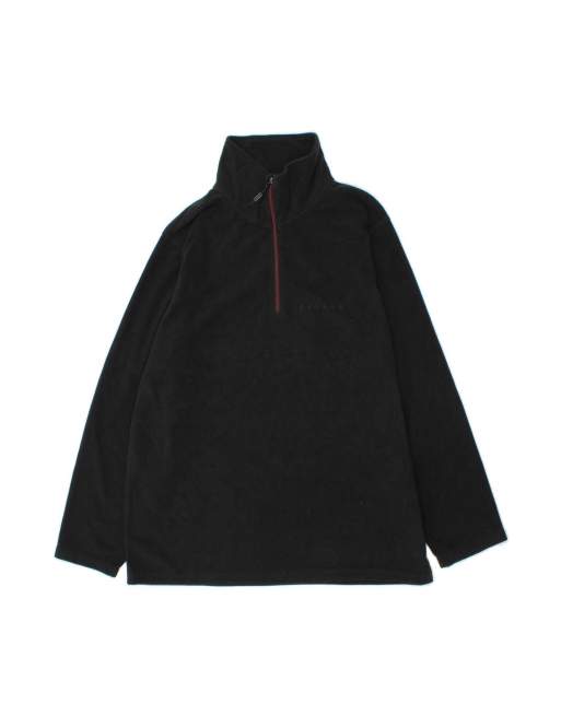 Vintage Zip Neck Fleece Jumper XL In Black