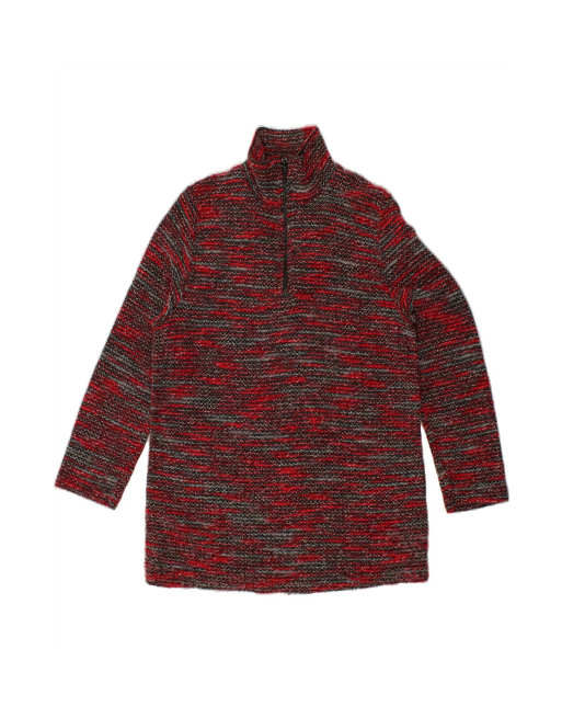 Vintage Zip Neck Jumper Sweater It 46 Small In Red Flecked