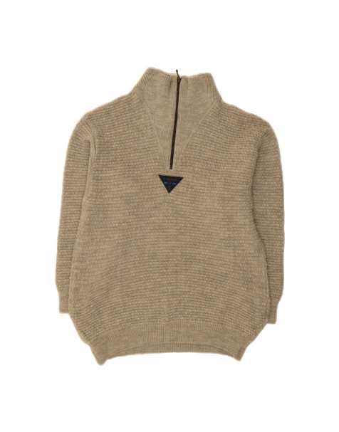 Vintage Zip Neck Jumper Sweater It 52 Large In Beige Wool - view 1