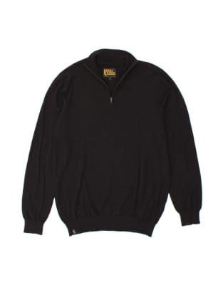 Vintage Zip Neck Jumper Sweater Large In Black - view 1