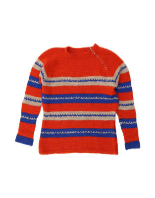 Vintage Zip Neck Jumper Sweater UK 10 Small In Red Striped