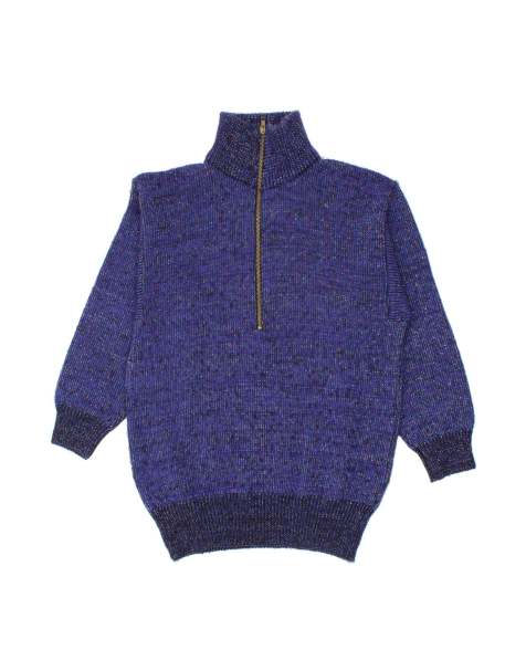 Vintage Zip Neck Jumper Sweater UK 16 Large In Purple Flecked - view 1