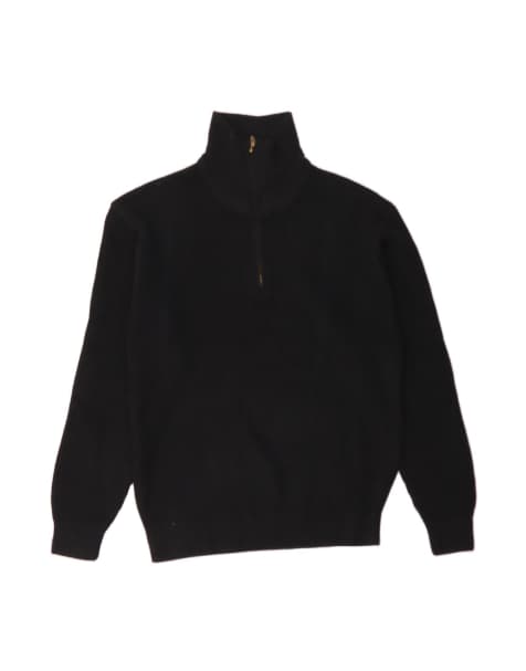 Vintage Zip Neck Jumper Sweater UK 42 Large In Black - view 1