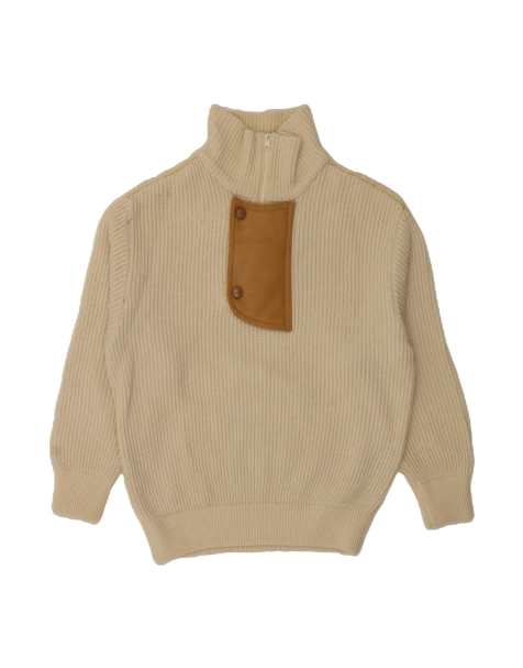Vintage Zip Neck Jumper Sweater XL In Off In White - view 1