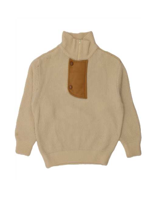 Vintage Zip Neck Jumper Sweater XL In Off In White