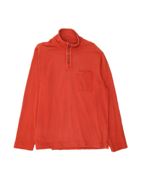 Vintage Zip Neck Sweatshirt Jumper Large In Orange - view 1