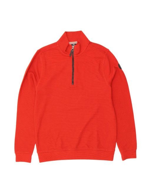 Vintage Zip Neck Sweatshirt Jumper Small In Red