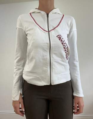 Vintage zip up hoodie in white