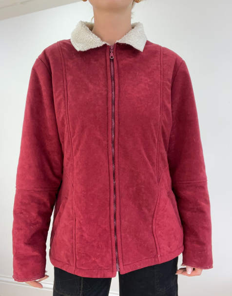 Vintage zip up jacket in burgundy - view 1