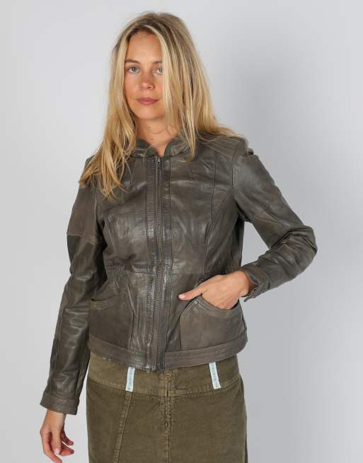Vintage znk S leather jacket in brown