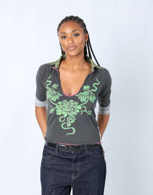 Vintage Zu Elements M long sleeve top in charcoal grey