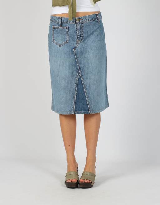 Vintage Zu Elements S denim midi skirt in light blue, 2 of 4