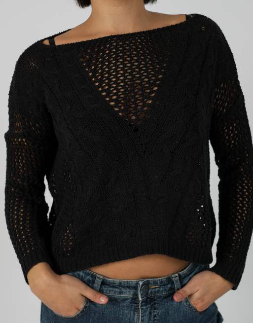 Vintage Zuiki L knitted top in black, 4 of 4