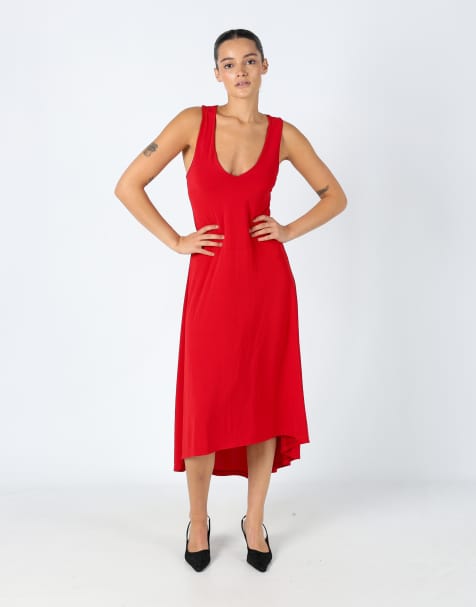 Vintage Zuiki M Woven Maxi Dress Red - view 1