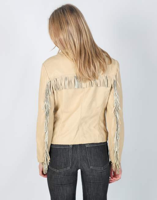 Vintage Zuiki S leather jacket in cream, 2 of 4