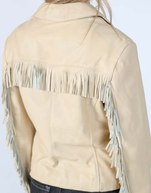 Vintage Zuiki S leather jacket in cream, 4 of 4