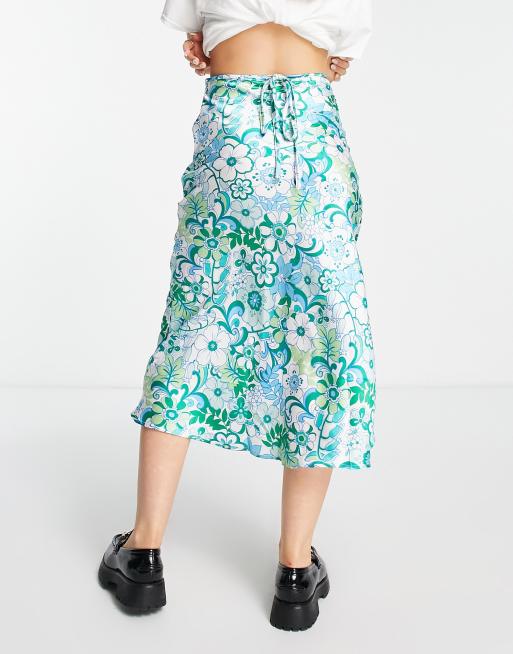 Violet Romance – 70-talsblommig midikjol av satin, del av set, 2 av 4