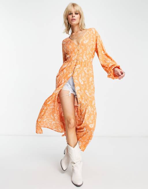 Orange paisley outlet dress