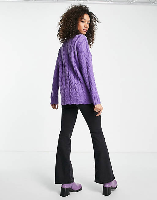 Violet Romance cable knit oversized sweater in purple | ASOS