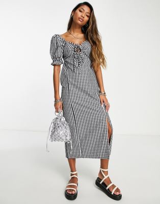 Violet Romance cotton midi dress with tie front in gingham | ASOS