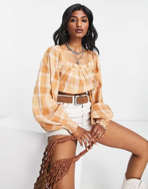 Violet Romance crop top in plaid 