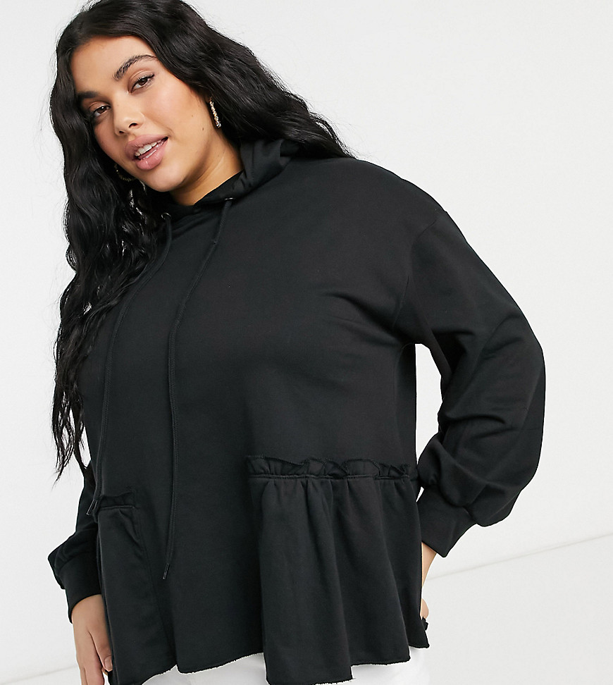 Violet Romance Curve oversized hoodie in black