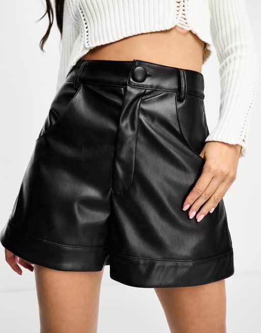 Black pleather store high waisted shorts