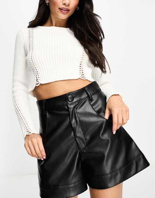 Black PU Leather High Waisted Shorts – Black Heart Fashion