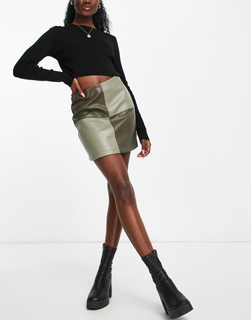 Green leather outlet skirt asos