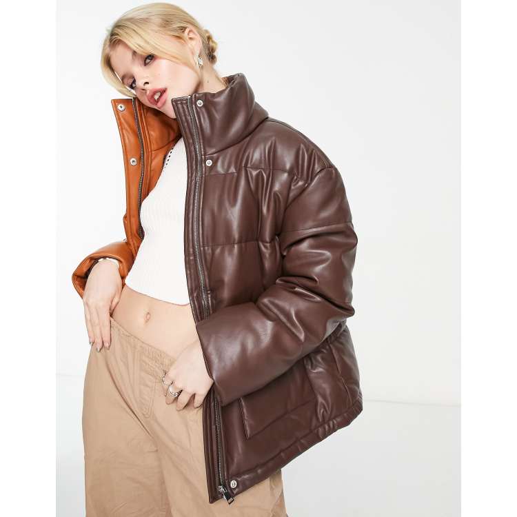 Free people hot sale leather puffer