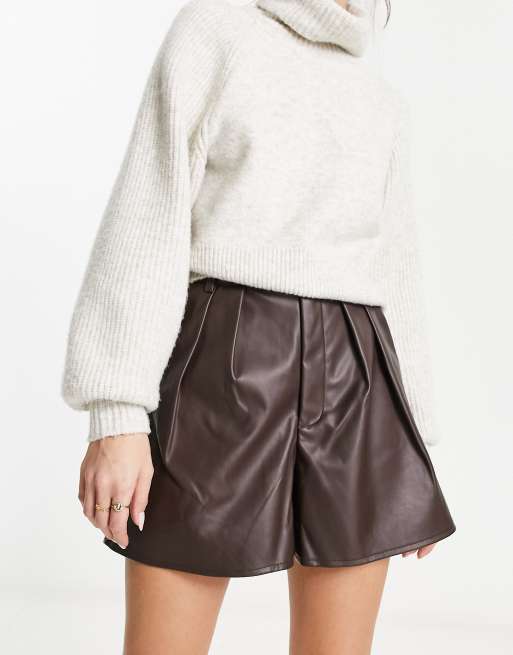 Faux leather 2024 shorts h&m