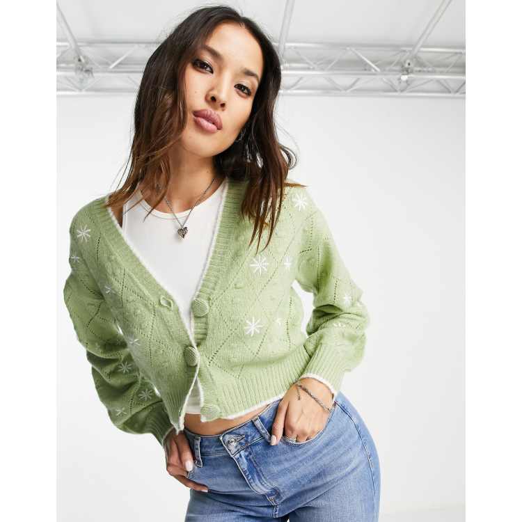 Green 2025 floral cardigan