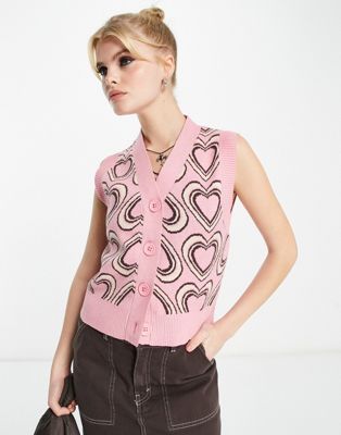 Violet Romance sleeveless cardigan co-ord in heart print - ASOS Price Checker